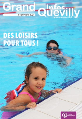 couverture du grand quevilly infos de septembre 2021 avec deux filles qui nagent à la piscine
