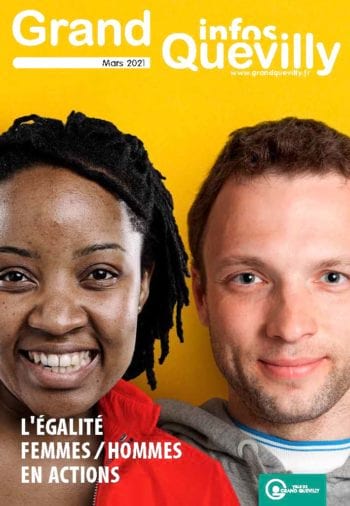 Une femme et un homme sur la couverture du Grand Quevilly infos de mars 2021